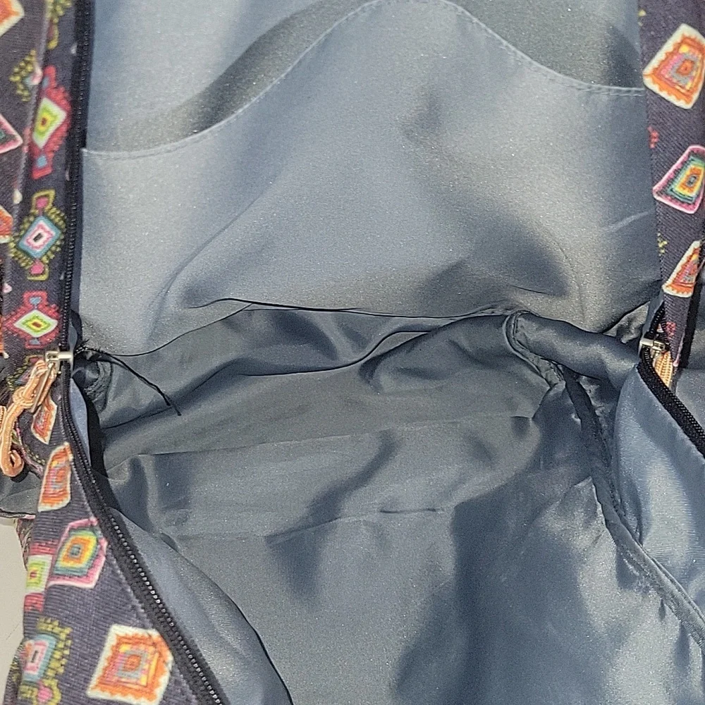 Vera Bradley Mini Medallions Backpack with Blue Multicolor Diamond Pattern